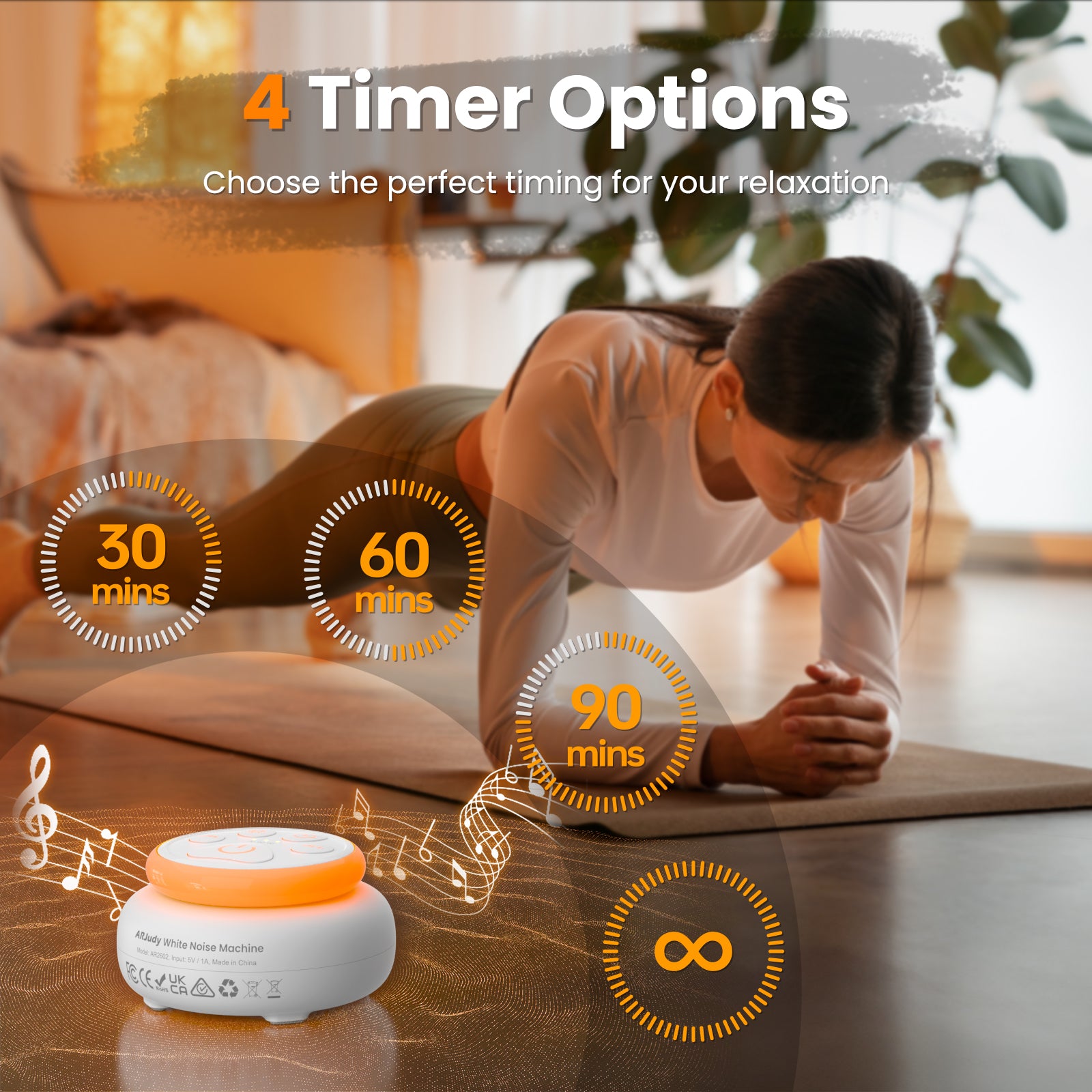 ARJudy Mini White Noise Machine, 22 Built-in Sounds, LED Night Light, 600mAh Rechargeable Battery, Portable and Easy to Use